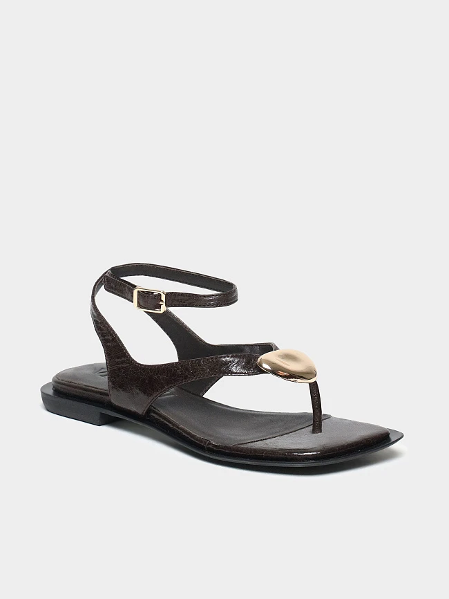 Сандалии женские летние, цвет коричневый, натуральная кожа 944380 | 2