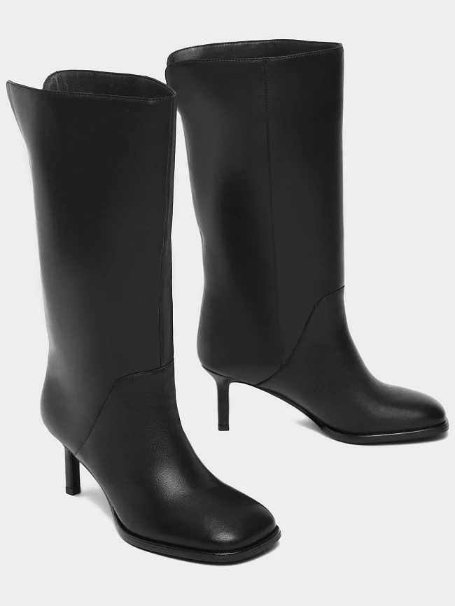 Сапоги женские демисезонные, цвет черный, натуральная кожа 1731144 | 2