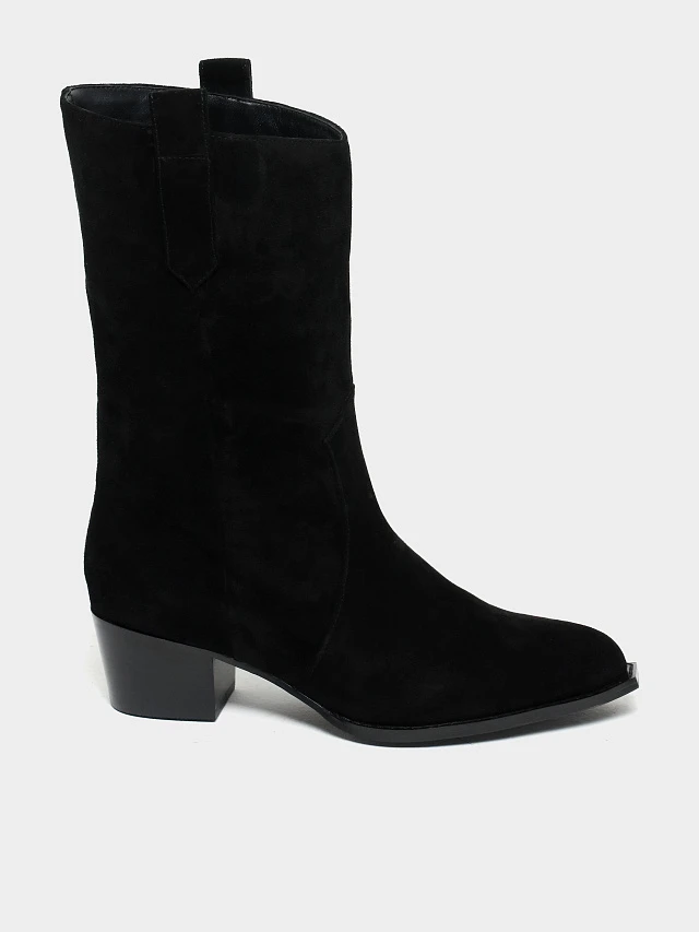 Сапоги женские демисезонные, цвет черный, натуральный спилок 642299 | 1