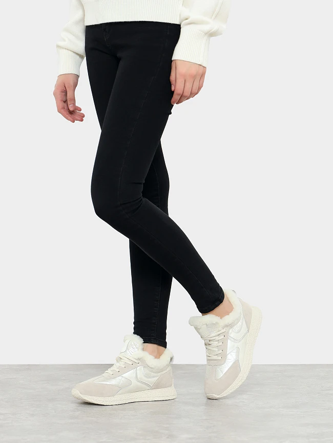 Кроссовки женские зимние, цвет молочный, натуральный нубук/текстиль 24VC104M | 7