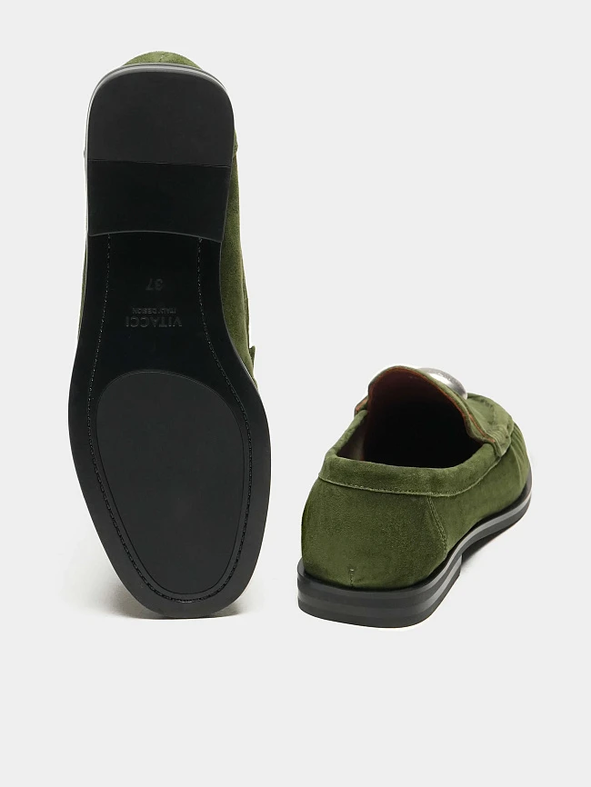 Лоферы женские всесезонные, цвет хаки, натуральный велюр 7210540 | 6