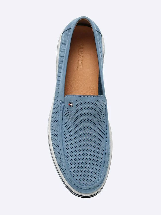 Мокасины M80940 мужские цвет голубой, натуральный нубук M80940 | 4