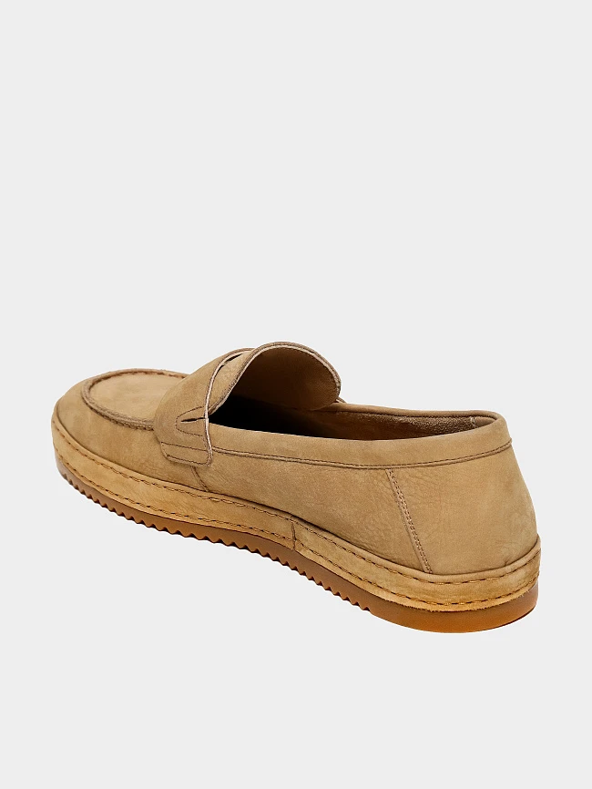 Лоферы мужские демисезон; лето;, цвет песочный, натуральный нубук M254408 | 6