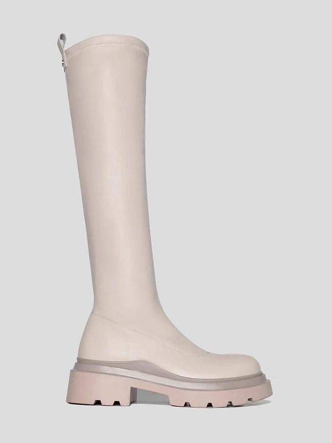 Сапоги женские демисезонные, цвет молочный, искусственная кожа 1847757 | 2