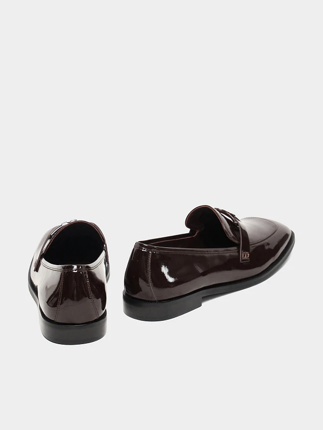 Лоферы женские всесезонные, цвет коричневый, натуральная лаковая кожа 1494626 | 4