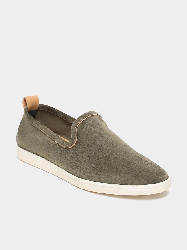 Слипоны мужские летние, цвет хаки, натуральный велюр M1782812 | 2