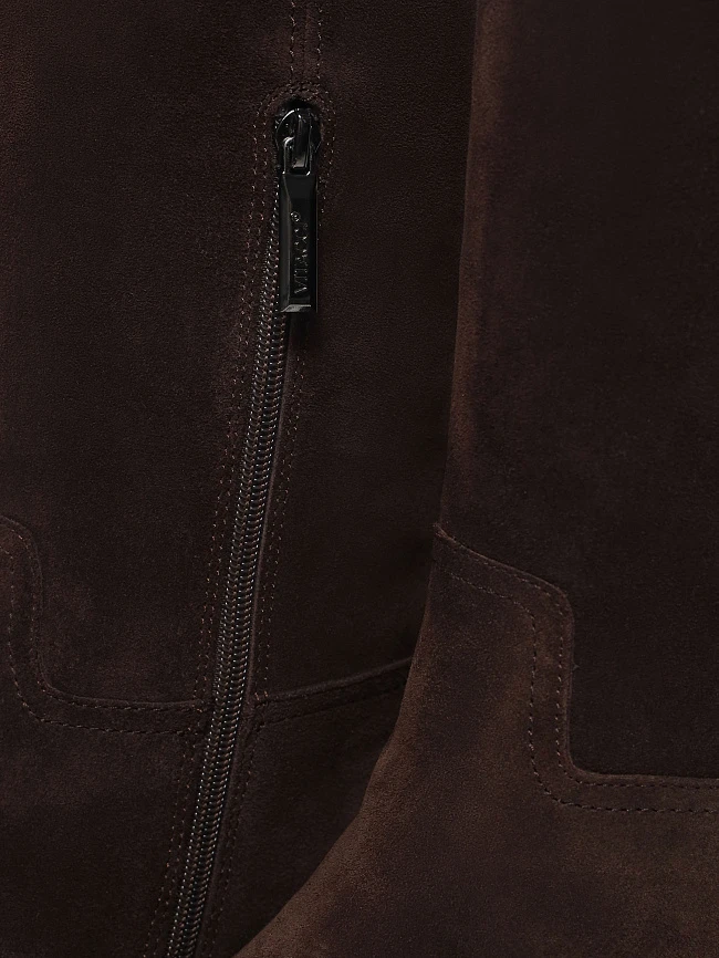 Ботфорты женские зимние, цвет коричневый, натуральный спилок 1821128M | 6