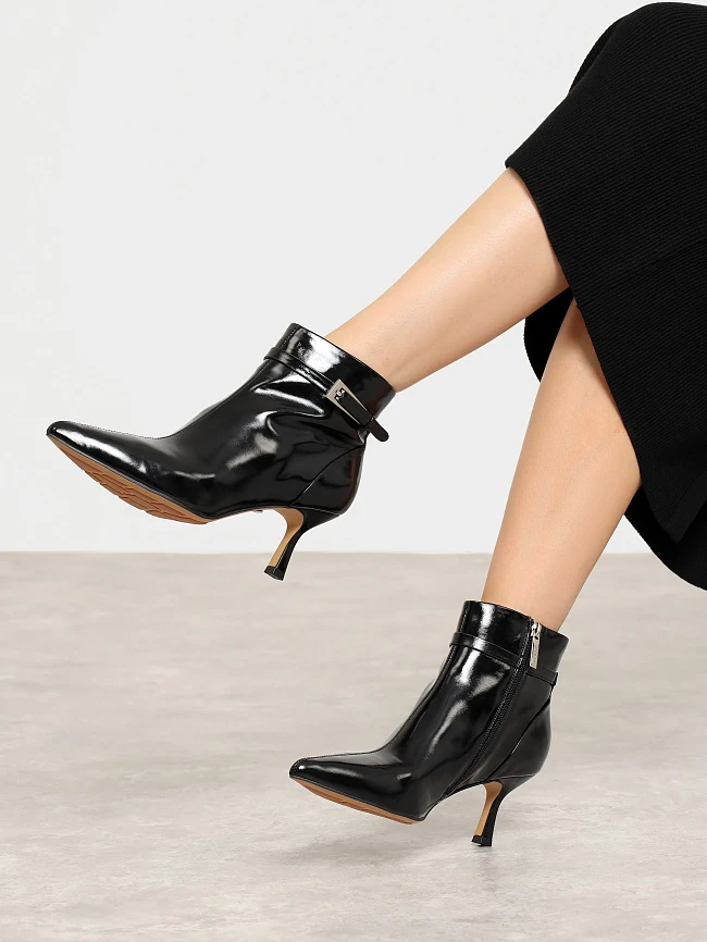 Ботильоны женские всесезонные, цвет черный, натуральная масляная кожа 17VC417 | 7