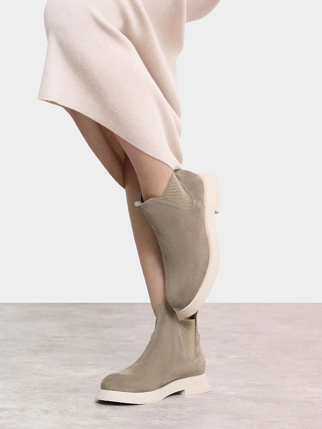 Ботинки женские демисезонные, цвет мокко, натуральный спилок 136555 | 10