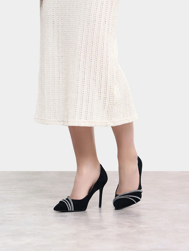 Туфли женские всесезонные, цвет черный, натуральный велюр 494858 | 8