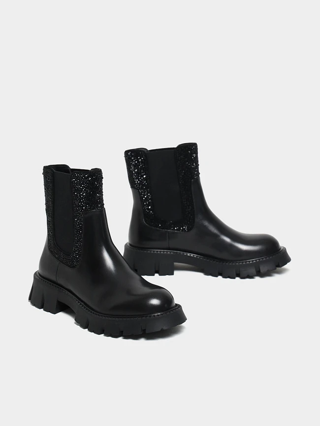 Ботинки женские демисезонные, цвет черный, натуральная кожа/натуральный велюр 641721 | 3