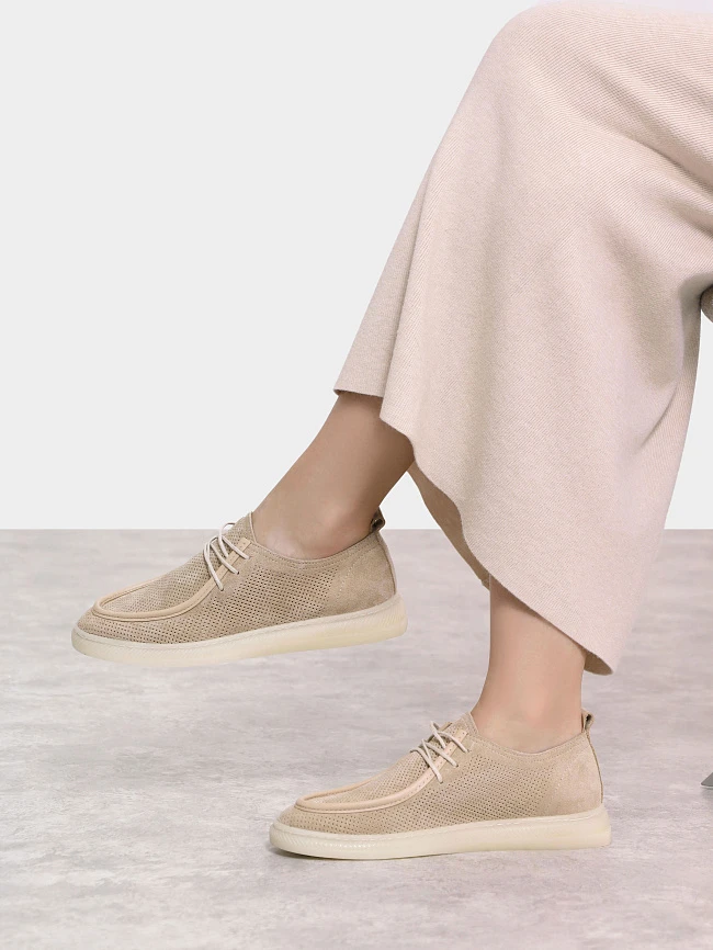 Полуботинки женские демисезонные, цвет бежевый, натуральный спилок 136475 | 11