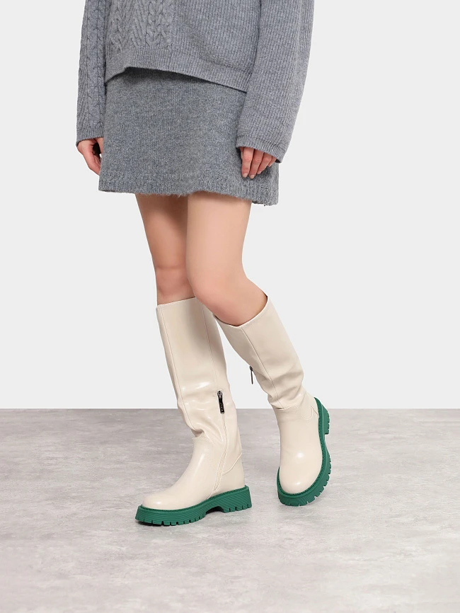 Сапоги женские демисезонные, цвет молочный, искусственная кожа 1847544 | 7