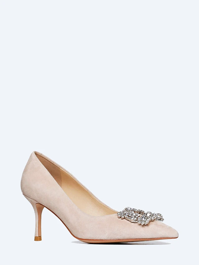 Туфли женские всесезонные, цвет пудровый, натуральный велюр 494473 | 1