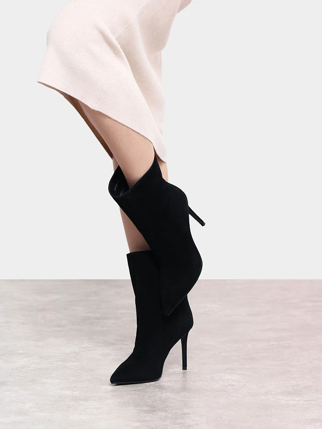 Полусапоги женские демисезонные, цвет черный, натуральный велюр 1820495 | 10