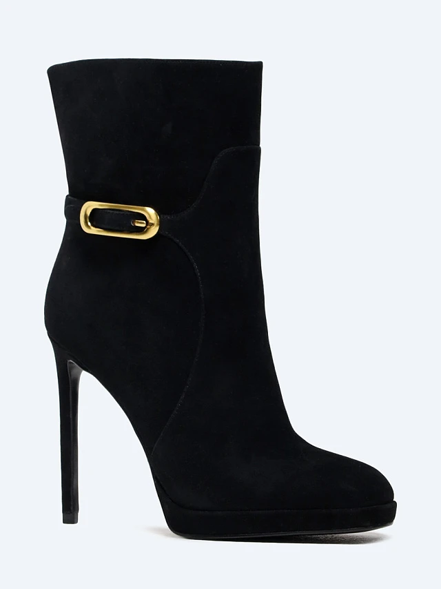 Полусапоги женские демисезонные, цвет черный, натуральный велюр 1493909 | 1