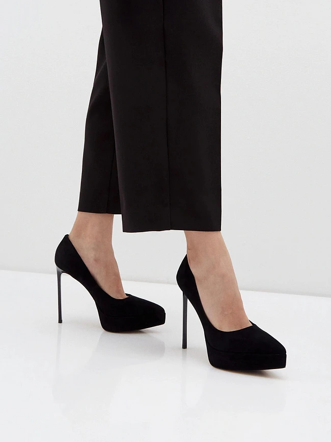 Туфли женские всесезонные, цвет черный, натуральный велюр 496269P | 7