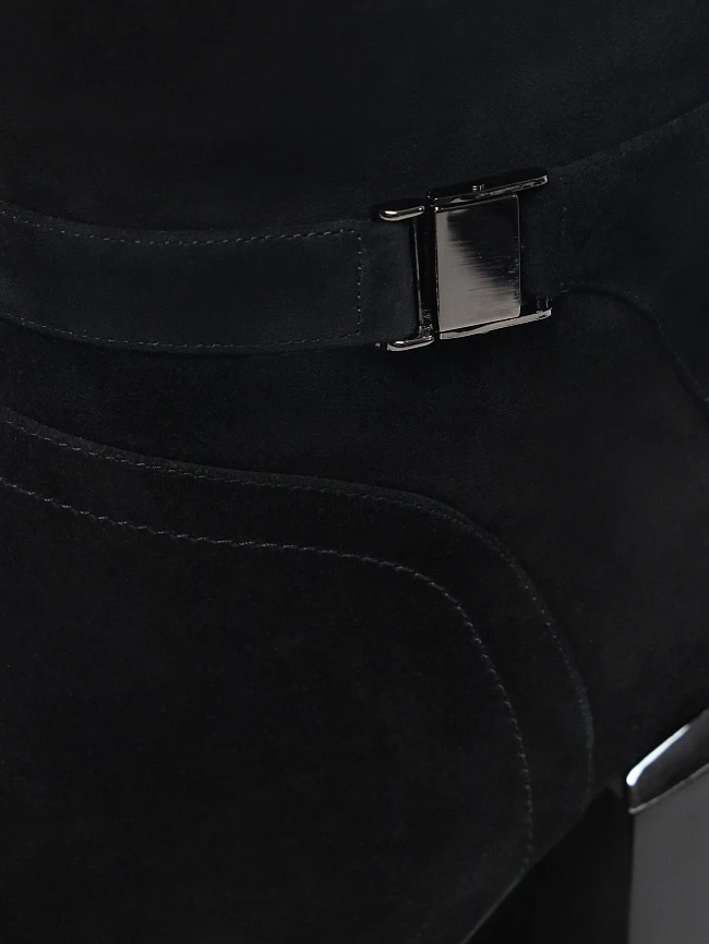 Ботфорты женские зимние, цвет черный, натуральный велюр 1820403M | 6