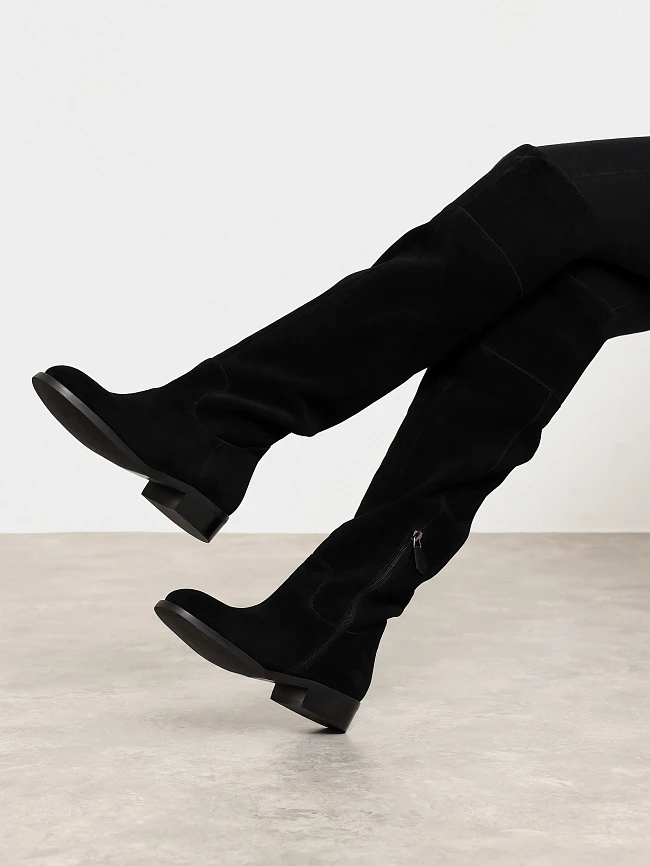 Ботфорты женские демисезонные, цвет черный, натуральный спилок 1731149 | 7