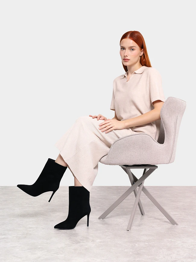 Полусапоги женские демисезонные, цвет черный, натуральный велюр 1820495 | 12