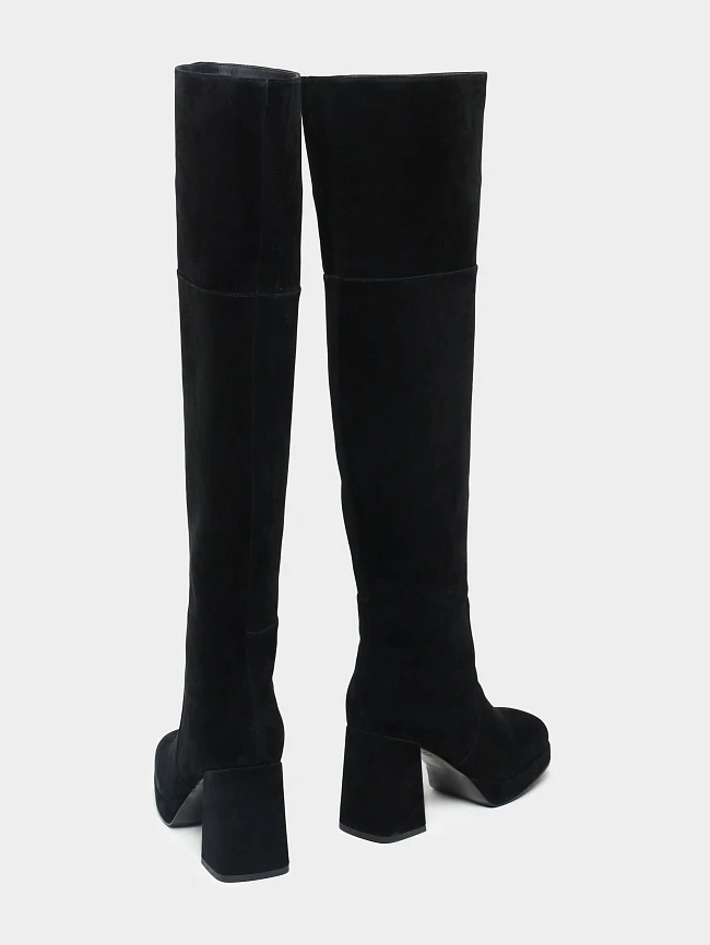 Сапоги женские зимние, цвет черный, натуральный велюр 1730320M | 3