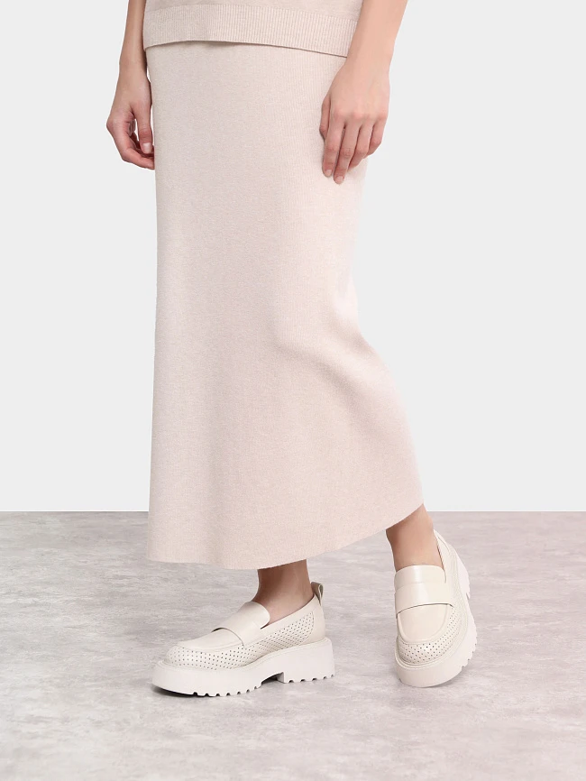 Лоферы женские всесезонные, цвет молочный, натуральная кожа 1013012 | 8