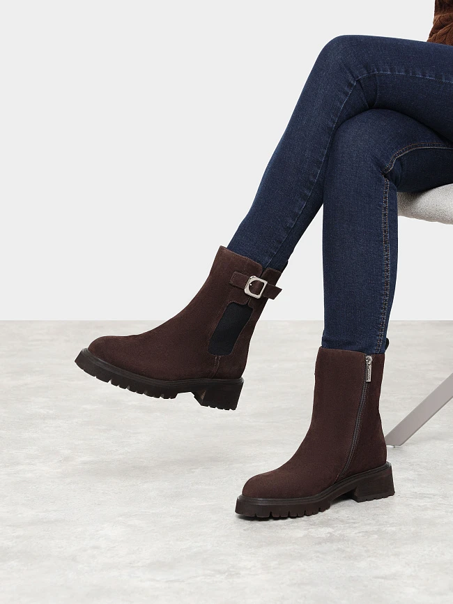 Ботинки женские демисезонные, цвет коричневый, натуральный спилок 7210324-2 | 9