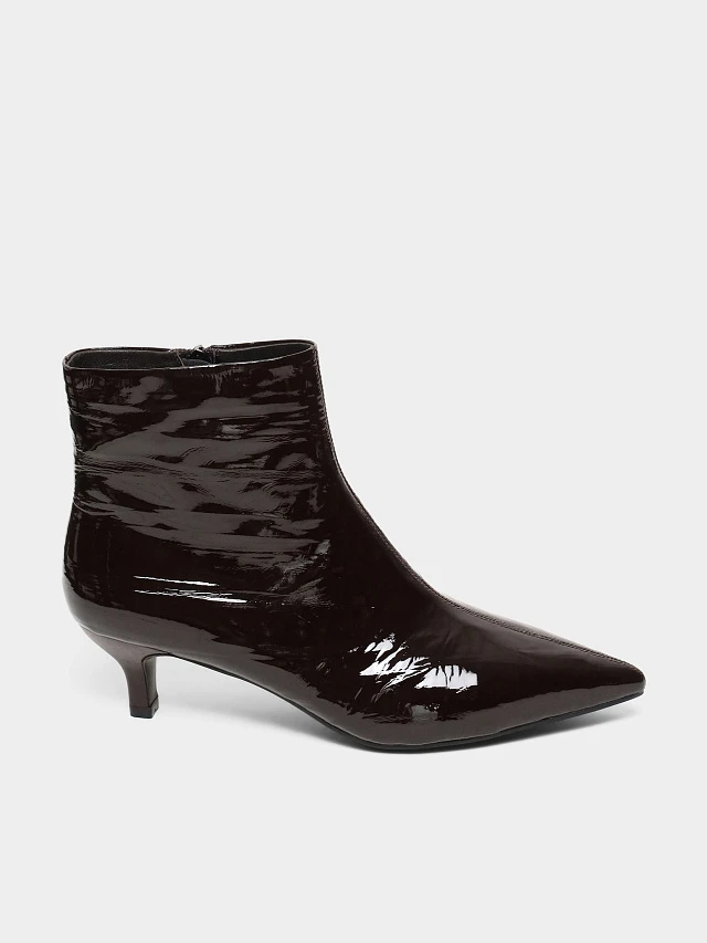 Ботильоны женские всесезонные, цвет бордовый, натуральная лаковая кожа 17VC426 | 1