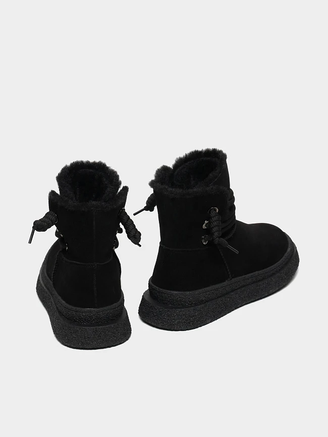 Полусапоги женские зимние, цвет черный, натуральный спилок 3630341M | 4