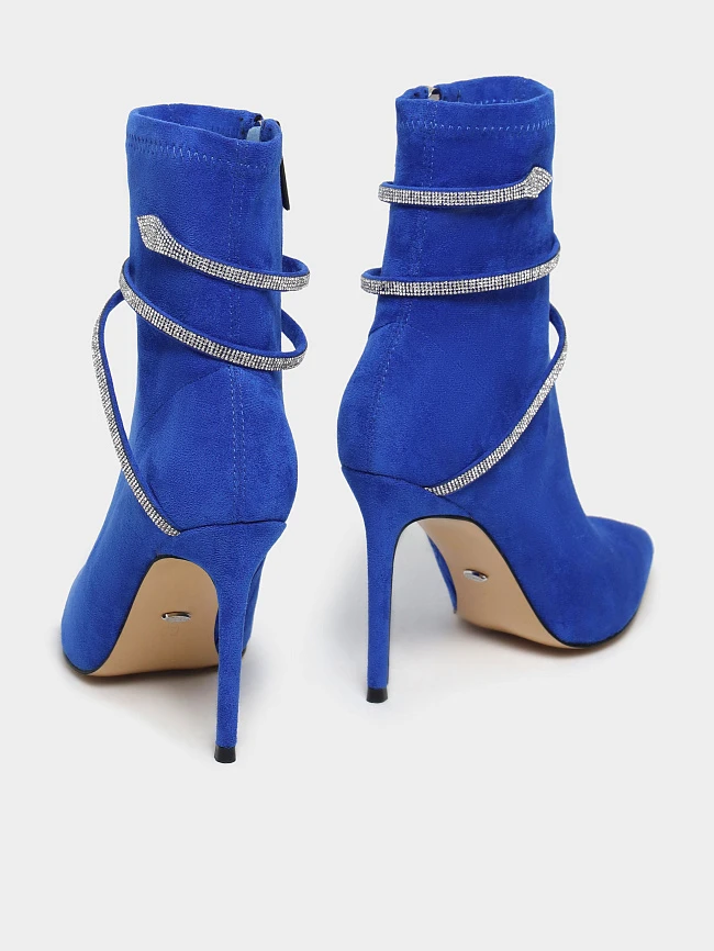 Полусапоги женские демисезонные, цвет синий, искусственный велюр 1398947 | 3