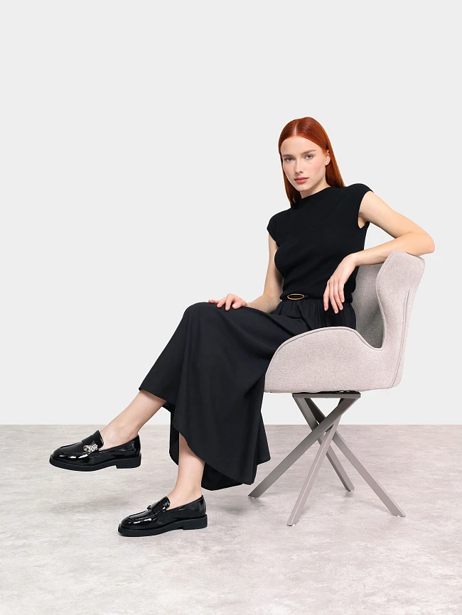 Лоферы женские всесезонные, цвет черный, натуральный наплак 1820664 | 12