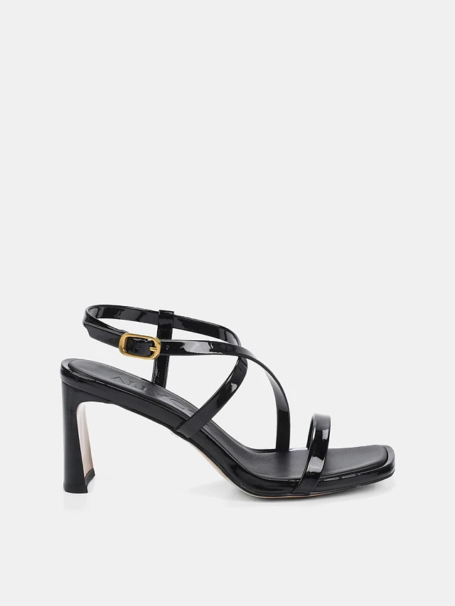 Босоножки женские летние, цвет черный, натуральная лаковая кожа 1494281 | 1