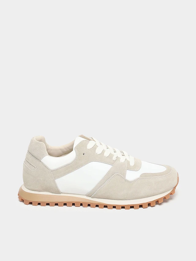 Кроссовки женские демисезонные, цвет молочный, натуральный спилок/текстиль 3630204 | 1