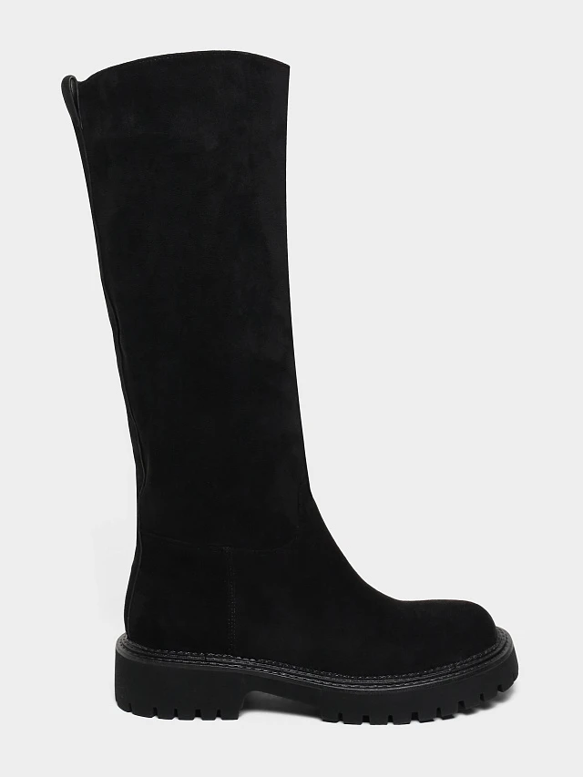 Сапоги женские демисезонные, цвет черный, искусственный велюр 18410121 | 1