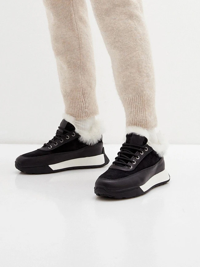 Кроссовки женские зимние, цвет черный, натуральная кожа 136599M | 6