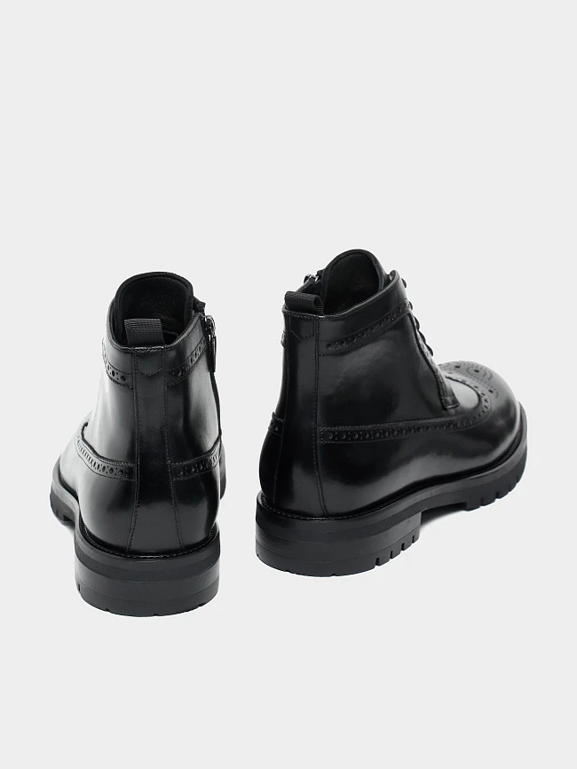 Ботинки мужские демисезонные, цвет черный, натуральная кожа M262022 | 4