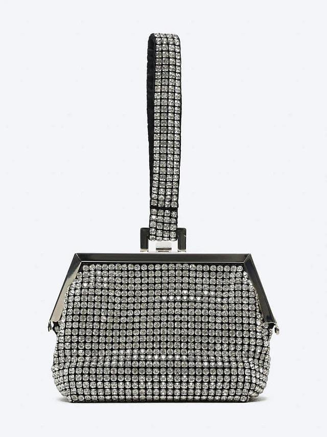 Клатчи C0960-29 женские цвет серебряный, текстиль/стразы C0960-29        | 1