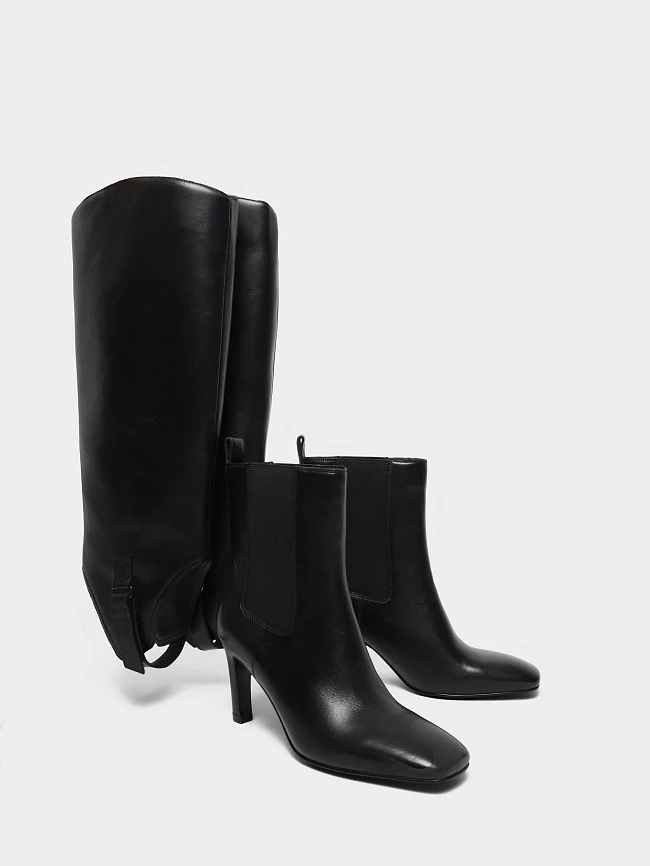 Сапоги женские демисезонные, цвет черный, натуральная кожа 1731100 | 11