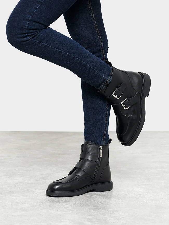 Ботинки женские демисезонные, цвет черный, натуральная кожа 7210318 | 8