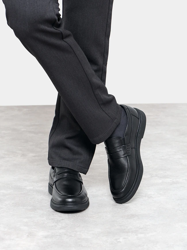 Лоферы мужские всесезонные, цвет черный, натуральная кожа M801000 | 8