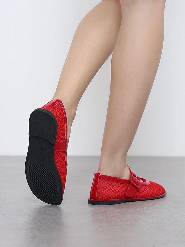 Балетки женские летние, цвет красный, текстиль/натуральная кожа и полимерные материалы 1849720 | 8