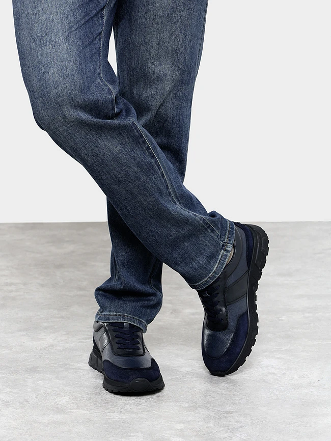 Кроссовки мужские демисезонные, цвет синий, натуральная кожа/натуральный спилок M1782056-1 | 8