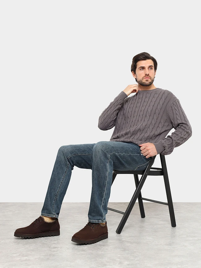 Полуботинки мужские зимние, цвет коричневый, натуральный велюр M262016M | 11