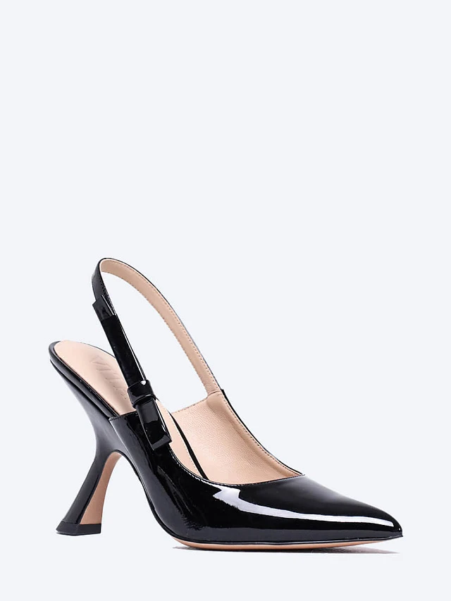 Туфли женские летние, цвет черный, натуральная лаковая кожа 496772 | 1