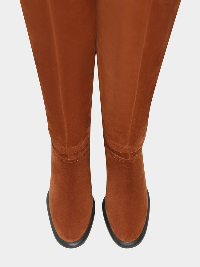 Ботфорты женские зимние, цвет рыжий, натуральный велюр 1820404M | 4