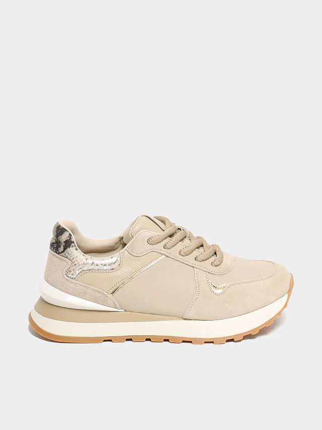 Кроссовки женские демисезонные, цвет бежевый, натуральная кожа/натуральный спилок 5270104 | 1