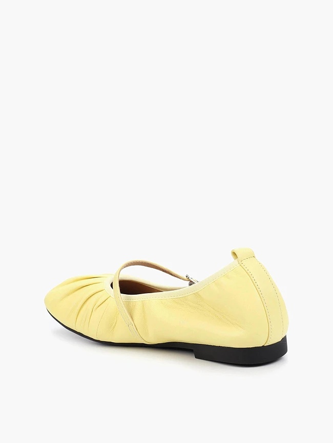 Балетки женские летние, цвет желтый, натуральная кожа 17VC212 | 4