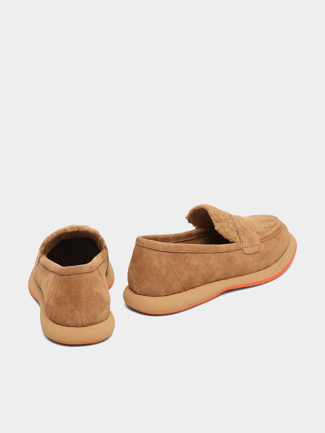 Лоферы женские всесезонные, цвет бежевый, натуральный спилок 18410100 | 4