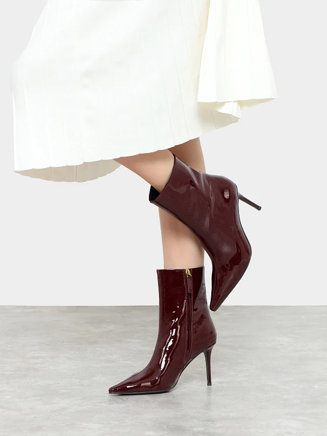 Полусапоги женские демисезонные, цвет бордовый, натуральная лаковая кожа 1494513 | 9