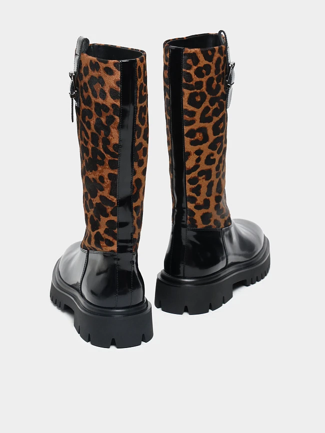 Сапоги женские демисезонные, цвет черный, натуральная масляная кожа/натуральный мех (пони) 1820966 | 4